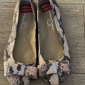 Jessica Simpson Snakeskin Pattern Flats with Bow Accent